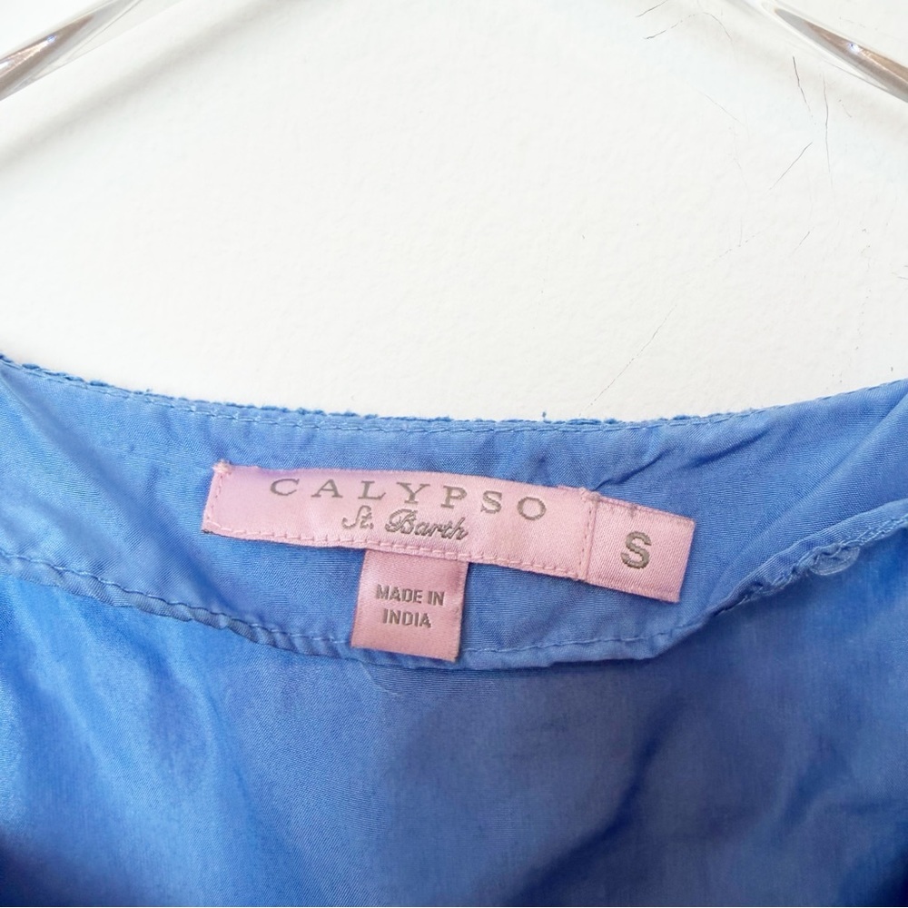 Calypso St. Barth | Ocean Blue Embroidered Tunic Dress - Picture 4 of 6
